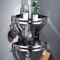 304 Bathroom Storage Rack Corner No-Drill Wall-Mounted Washbasin Storage Shelf for Bathroom and Toilet