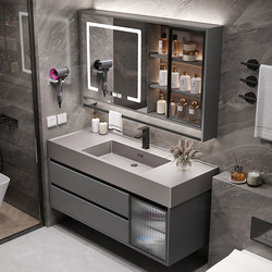 Light Luxury Rock Integrated Basin Bathroom Cabinet Washbasin Sink Cabinet Combination Modern Minimalist Bathroom Vanity