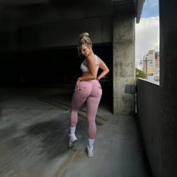 Soft and Flattering! Atb Pork Belly Breathable High-Waisted Yoga Leggings with Button Pockets and Peach Butt Lift Fitness 9-Point Pants