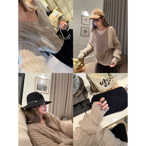 
ski byTannin red rabbit fairy but not greasy gentle mohair bat sleeve loose twist knitted sweater women autumn