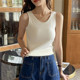 Women's threaded 2025 autumn and winter new warm slim fit cover pair breasts inner top with sleeveless top