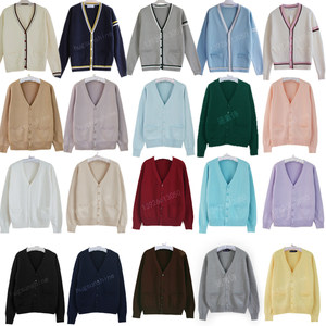 Japanese student school uniform V-neck long sleeved sweater, cardigan jacket, class uniform, pure cotton uniform, knitted sweater, men's and women's small Aoki