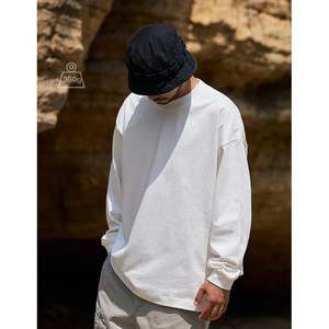 
Quentin Marx Japanese 360g men's autumn heavyweight pure cotton long-sleeved bottoming shirt T-shirt casual loose trend