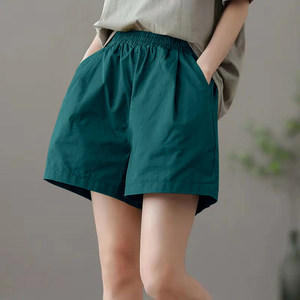 
Summer high waist wide-leg shorts for women Korean style versatile loose thin large size casual sports workwear five-point pants