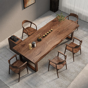 All solid wood new Chinese style large board tea table and chair combination modern simple office home living room kung fu tea table coffee table