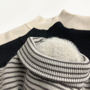 
Skin-friendly integrated velvet ~ Boys sweater half turtleneck plus velvet thickened autumn and winter children's clothing girls' baby knitted sweater