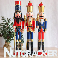 European-Style 90cm Large Nutcracker Ktv Scene Decoration Puppet, Shopping Mall Scenery, Holiday Wooden Crafts