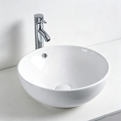Round Countertop Washbasin for Home and Hotel Use, Small Size Balcony Basin, Ceramic Wash Basin