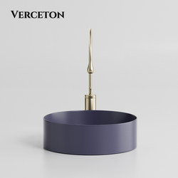 Balcony Ceramic Integrated Wash Basin Single Basin Bathroom Round Countertop Basin Blue Purple Color Wash Basin Wash Basin