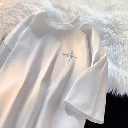 Men's Short-Sleeve T-Shirt ins Loose Fit Versatile Simple American Casual High Street Trendy Brand Pure Cotton Half-Sleeve Summer Top