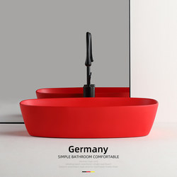 Balcony Wash Basin Countertop Basin Ceramic Wash Basin Hotel Bathroom Oval Plate Basin Basin Household Red