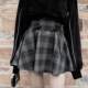 2024 spring and autumn new girl feels dark gray lattice high waist strap big band skirt short skirt wild tide female
