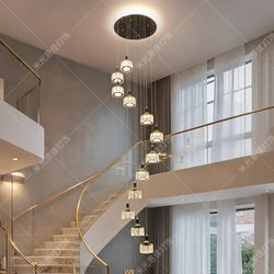 Villa Crystal Staircase Suspended Chandelier Loft Apartment Light Luxury French Style 2025 New Model Duplex Building Large Chandelier