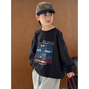 
2026 new boys' long-sleeved T-shirts, children's bottoming shirts, Korean style spring style, spring and autumn clothing for children, trendy printed tops