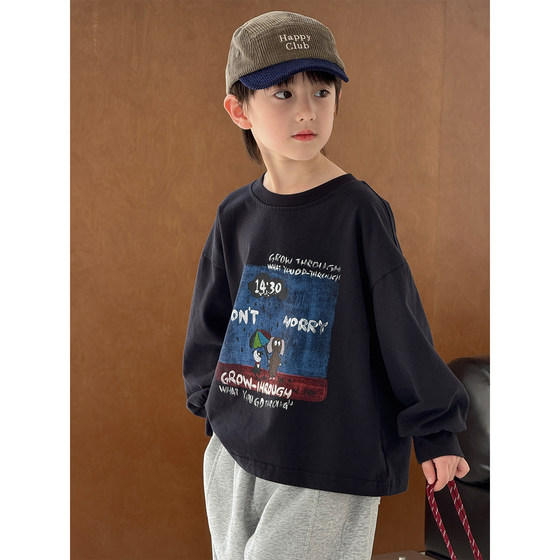 
2026 new boys' long-sleeved T-shirts, children's bottoming shirts, Korean style spring style, spring and autumn clothing for children, trendy printed tops