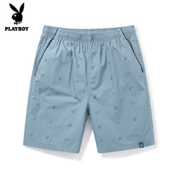 Playboy Middle-Aged Men's Pure Cotton Shorts, Summer Casual Loose-Fitting Printed Mid-Length Shorts