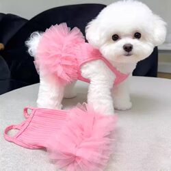 Summer Pet Clothes, Breathable and Cool, Fluffy Skirt, Dog and Cat Suspender Dress, Teddy, Bichon, Small Size Dogs