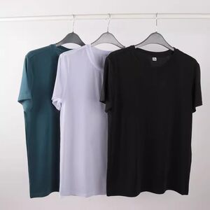 
Cool and cool! Cold-sensory ice silk has a drooping breathable and quick-drying summer elastic round neck casual short-sleeved T-shirt for men