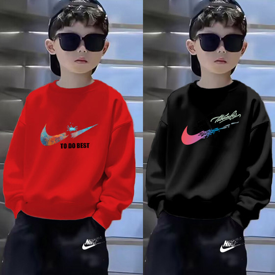 Outlet boys' round neck sweatshirt spring and autumn 2026 new style medium and large children's casual sports long-sleeved tops t-shirt
