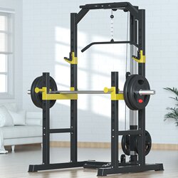 Household Multi-Functional Half-Frame Squat Bench Press Protection Rack Gantry Fitness Equipment Weightlifting Rack Pull-Up Rack