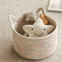 Cosmetics Desktop Storage Box, Hand-Woven Cotton Thread Storage Basket, Makeup Brush, Lipstick, Snacks and Miscellaneous Items Storage Basket