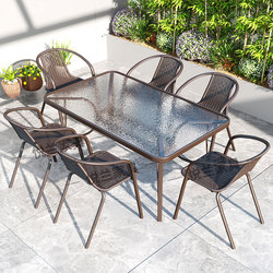 Outdoor Table and Chair Set with Umbrella for Courtyard, Waterproof and Sunproof, Suitable for Tea Drinking and Leisure in Guesthouses