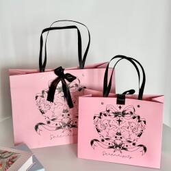 Niche Pink Gift Bag with a High-End Feel, Tote Bag, Birthday Gift Bag, Gift Box, Exquisite Large Packaging Bag, Paper Bag
