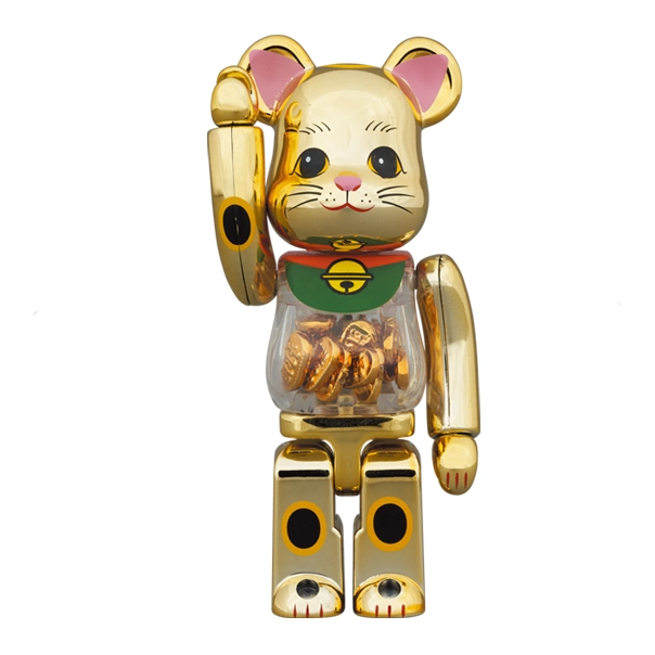 BE@RBRICK Bearbrick 金币招财猫电镀金积木熊手办400%|1000%