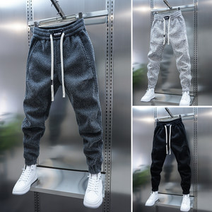 
Trendy Men's Spring and Autumn New Casual Pants Elastic Elastic Waist Thickened Leg Pants Versatile Loose Sports Pants