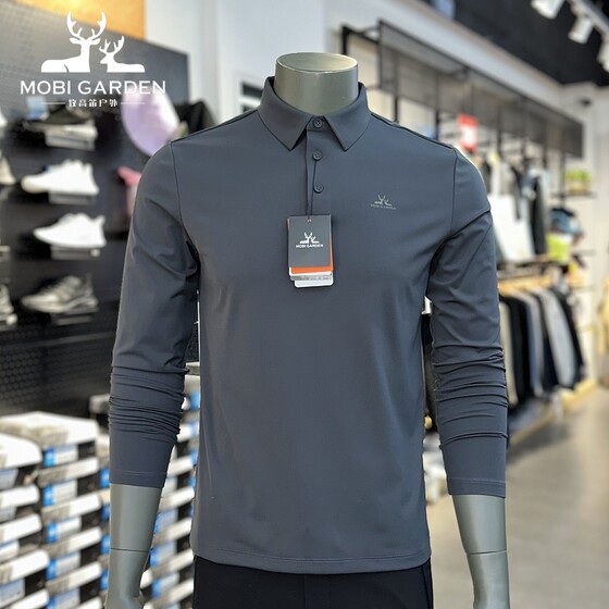 
Mu Gaodi long-sleeved T-shirt men's spring and autumn outdoor leisure sports quick-drying breathable sweat-absorbent lapel Polo shirt top