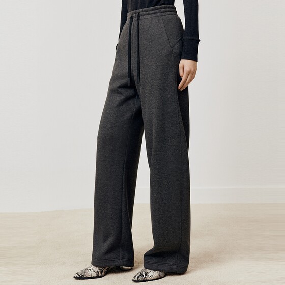 
Firststation Fashion Knitted Texture Elastic Waist Straight Warm Down Pants Women's 25 Winter New Style Y620A