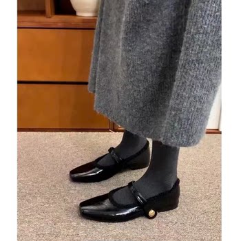 Lambskin French retro Mary Jane shoes women's skirt