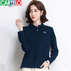 
Katile Crocodile POLO shirt for women long-sleeved T-shirt for autumn pure cotton loose large size sports lapel casual top trendy