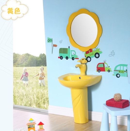 Tojt 子供用セラミック洗面台 - シングルホールコラムシンク