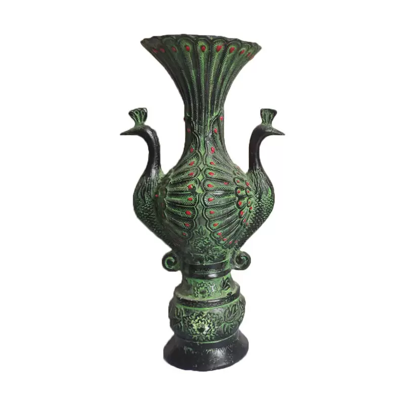 漢代 青銅器彫 塗金錯銀青銅鳳鳥尊薰香炉」青銅器 置物擺件