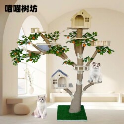 Cat Climbing Frame, Cat House, Cat Tree All-In-One, Large Solid Wood Real Tree Trunk, Wear-Resistant, Cat Cafe Decoration, Cat Toys, Cat Climbing Tree Frame