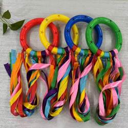 Kindergarten Morning Exercise Equipment Silent Gymnastics Ring Kidsren's Dance Performance Props Sports Meeting Colorful Ribbon Hand Rattle