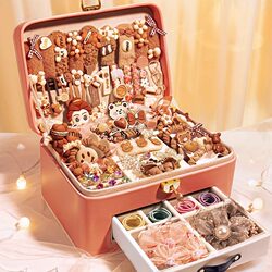 Children's Jewelry Box Princess Jewelry Set Gift Box Little Girl Hair Accessories Girls Hair Clips Multi-Layer Large Capacity Storage Box