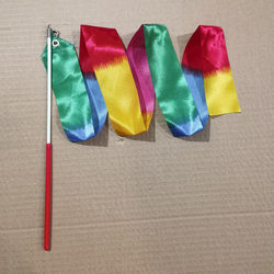 10 Pieces with Free Shipping 1m Flame Segment Colorful Children's Dance Ribbon Strips Ribbon Dance Toys for School Gymnastics Dance Streamers