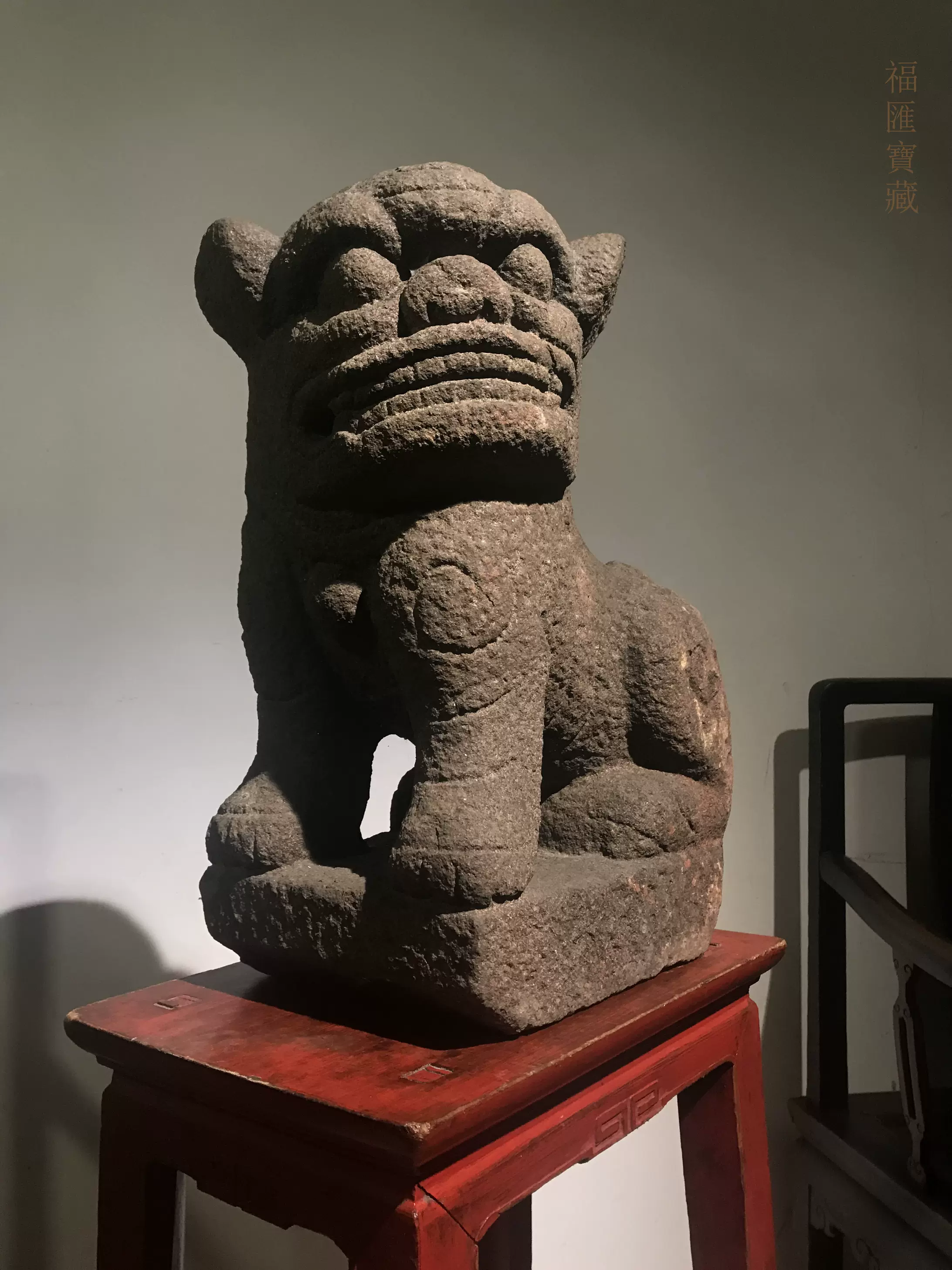 老石狮子小案头狮客家文化清代精品青石旗杆狮古董石雕瑞兽狮摆件-Taobao