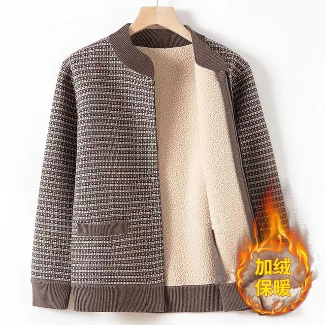 Middle-aged and elderly autumn and winter coats for women, grandma, fashionable tops, plus velvet, thickened mother, small wife, warm shirt