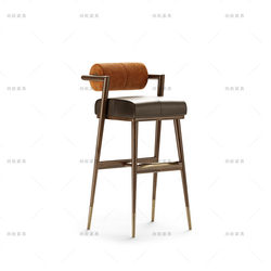 Modern Creative Bar Chair for Home Use, Solid Wood High Stool, Light Luxury Metal Stainless Steel Bar Chair, American-Style Leisure Bar Chair