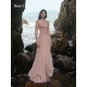 Sheer Luck Wavy heavy lace fishbone strapless mesh dress
