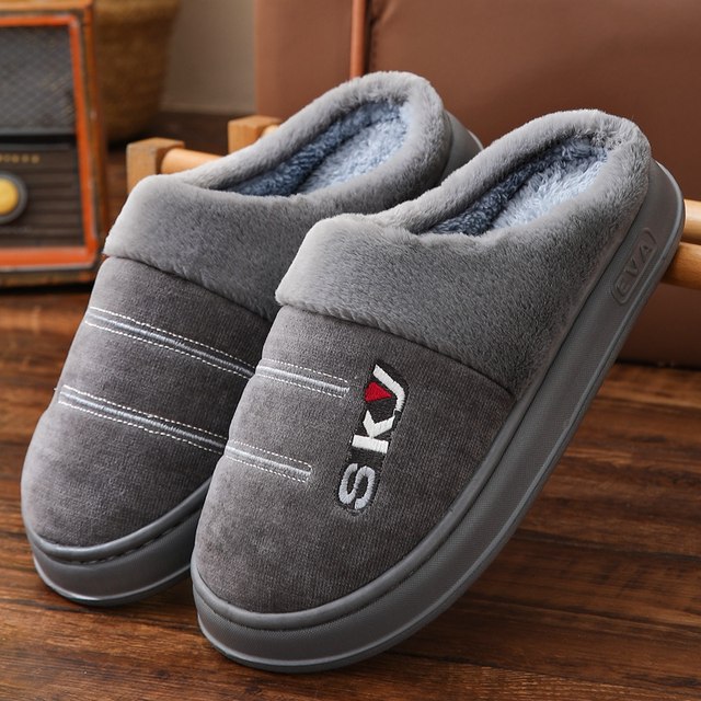2025 new men's cotton slippers for winter household thickened warm home indoor thick-soled cotton slippers for winter