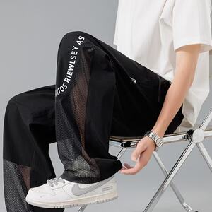 
Men's pants casual trousers breathable summer mesh lightweight sports straight loose wide-leg mesh men's pants