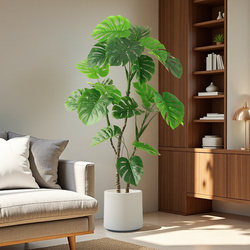 Artificial Monstera Plant for Living Room and Office, Bionic Indoor Plant Potted Ornament, Floor-Standing Decorative Fake Tree, Light Luxury
