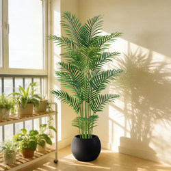 Artificial Plant of Areca Palm, Floor-Standing Fake Flower Pot, Indoor Decoration, Nordic Green Plant, Living Room Artificial Flower, Fake Bonsai