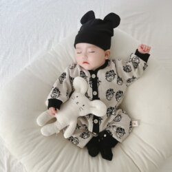 Baby Spring and Autumn One-Piece Clothes, Spring Outing Clothes, Super Cute Baby Boy Pure Cotton Fashionable Spring Outfit Set for Young Infants