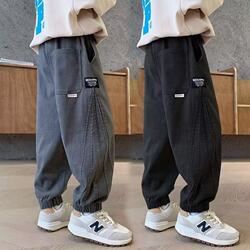 Boys' Pants for Spring and Autumn, Loose and Stylish, Medium and Large Children's Long Pants, Children's Workwear Casual Pants, Trendy and Cool Summer Pants