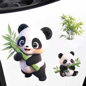 Cute bamboo panda car stickers cartoon stickers car stickers decoration personality scratch cover stickers electric car motorcycle